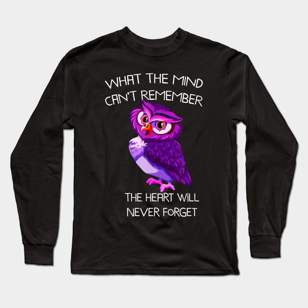 OWL THE HEART WILL NEVER FORGET WOMENS ALZHEIMER AWARENESS Gift Long Sleeve T-Shirt by thuylinh8